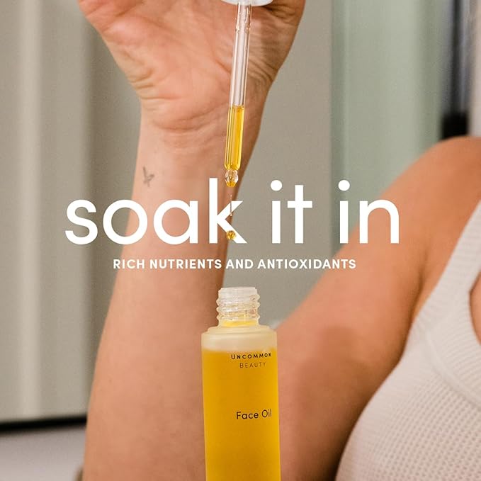 Uncommon Beauty Face Oil - Hydrating, Moisturizing, and Plumping Face Oil for Gua Sha - Featuring Jojoba Seed Oil and Sunflower Seed Oil - Vegan, Cruelty Free, Synthetic Fragrance Free, 1 FL OZ