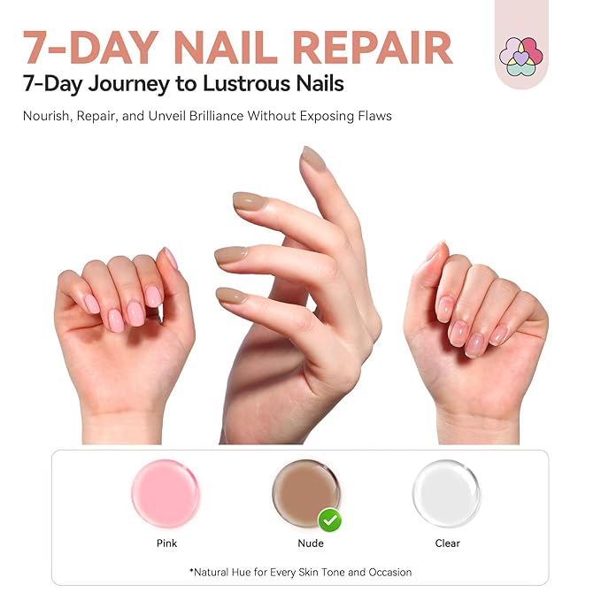 SAVILAND Nail Strengthener: Jelly Nude Nail Growth for Damaged Nails Air Dry Natural Concealer Foundation Polish 15ml Strengthening Polish Repair Weak & Thin Nails Fingernail Nail Care Gifts for Women
