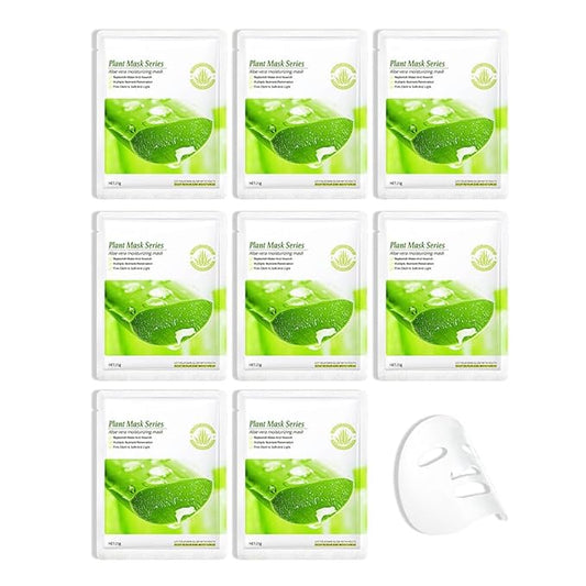 8 Pack Aloe Vera Face Sheet Mask Skincare,Hydrating Face Mask For Sensitive Skin,Moisturize,Soothing,Nourish for All Skin Types,Natural Spa Party Facial Mask Skincare Set for Women Men Girls