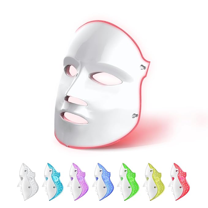 Aphrona FDA cleared LED Facial Skin Care Mask -Blue & Red Light Treatment Photon Mask (Pearl)