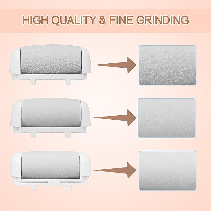 AdamPark Callus Removers 8 Pack Replacement Rollers Heads for Electric Feet File Pedicure Tools, Pedicure Kit Refill Rollers 3 Extra Coarse, 3 Regular Coarse, 2 Fine Coarse Refill Rollers