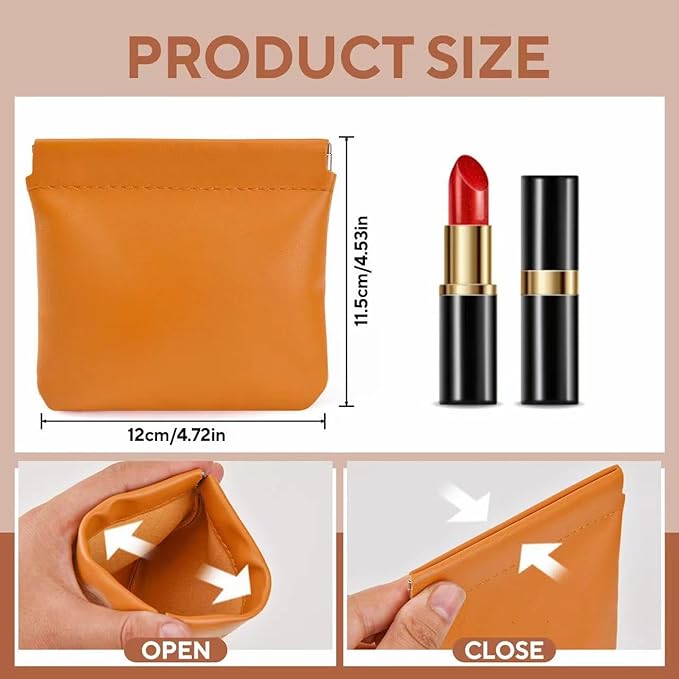 4PCS Small Makeup Bag for Purse，Waterproof Leather Portable Mini Makeup Bag,Snap Closure Organizer Pouch for Coin Cards Jewelry Lipstick Cosmetic Accessories，Small Travel Kit Storage Pouch