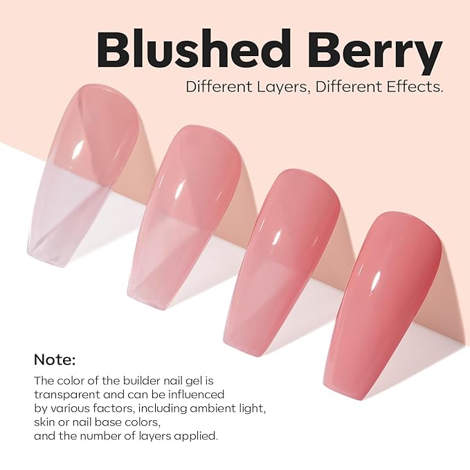 modelones Nail Strengthener and Growth Blushed Berry Nail Repair for Damaged Nails Strengthening Polish 15ml Natural Concealer Foundation Nail Care Gifts for Women