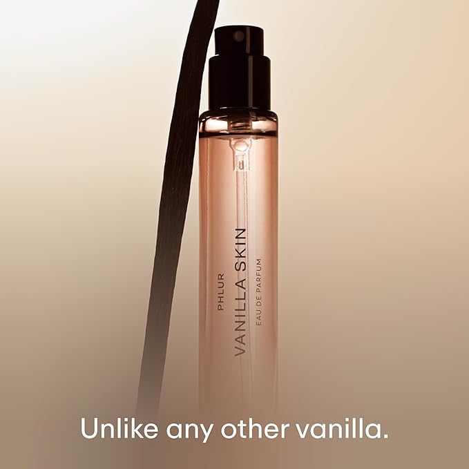 PHLUR Vanilla Skin Eau de Parfum - Travel Size Perfume Fragrance - Vanilla Perfume with Pink Pepper, Cashmere Wood & Sandalwood (9.5mL)
