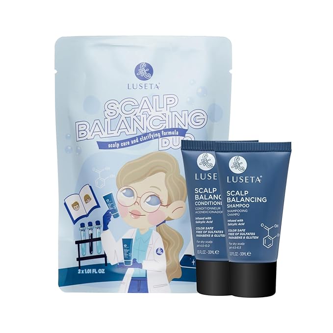 Luseta Scalp-Balancing Shampoo and Conditioner Set for Women, Reducing Build-up with Salicylic Acid, Anti-Dandruff Shampoo for Men, Clarifying Shampoo for Refreshing, pH-Balanced, 2 x 1.01 Fl Oz