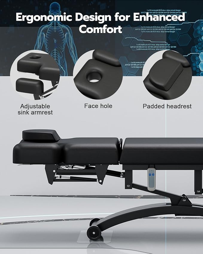 SyyBhb Professional Hi-Lo Bobath Table, Electric Lift Massage Table, Haydrulic Adjustable Backrest Downward for Acupuncture Treatment/Facial/Beauty/Spa/Physical Therapy