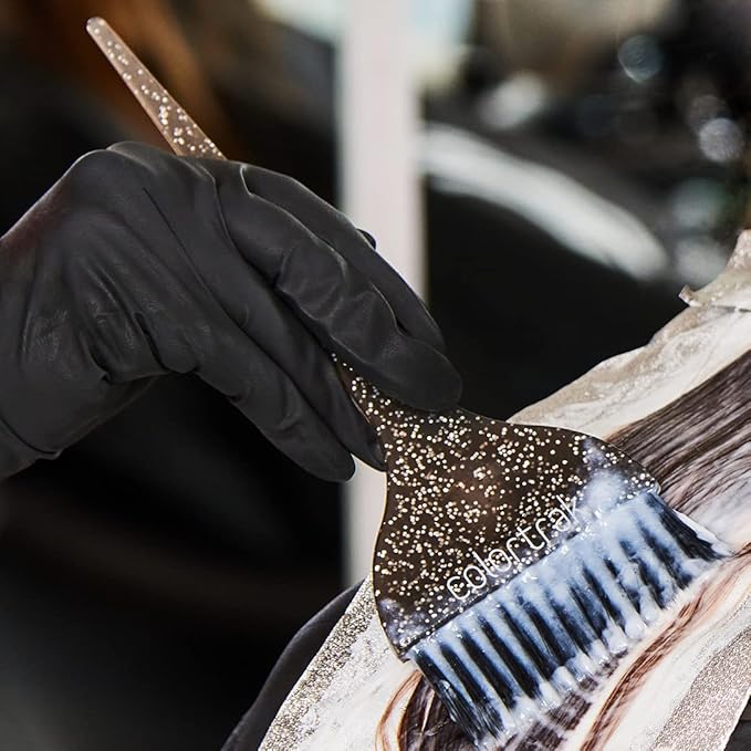 Colortrak Galaxy Glitter 2 Piece Hair Brush Set for Highlighting and Coloring Hair Sections, Includes 1 2.5 Inch Wide Celestial Glow Soft Bristles and 3 Inch Wide Meteor Shower Stiff Bristle Brush