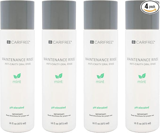 CariFree Maintenance Rinse, Mint Flavor, Anti-Cavity Fluoride Mouthwash, Dentist Recommended, Prevents Oral Decay, Freshens Breath, Alcohol-Free, Neutralizes pH (16 Fl Oz (Pack of 4)