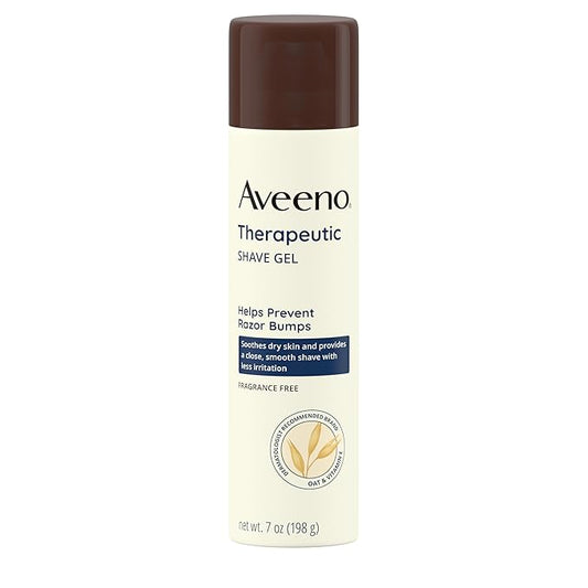 Aveeno Therapeutic Shave Gel with Oat and Vitamin E to Help Prevent Razor Bumps, Soothes Dry Skin and Provides a Close, Smooth Shave with Less Irritation, Fragrance-Free, 7 oz