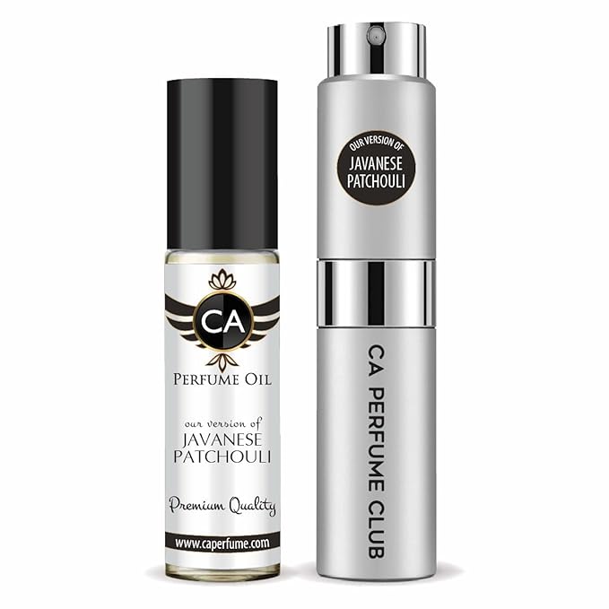 CA Perfume Duo Impression of Javanese Patchouli For Men Perfume Layering Set Mens Cologne Long Lasting Travel Size EDP + Body Oil Roll-On Bottle 0.27 Fl Oz+0.33 Fl Oz