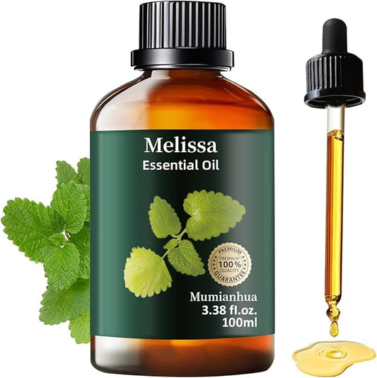 Melissa Essential Oil Pure, Mumianhua Natural Therapeutic Melissa Oil for Skin, Body, Hair Care, Diffuser, Aromatherapy,Candle, Soap, Making, DIY, Massage, Sauna 3.38 Fl Oz
