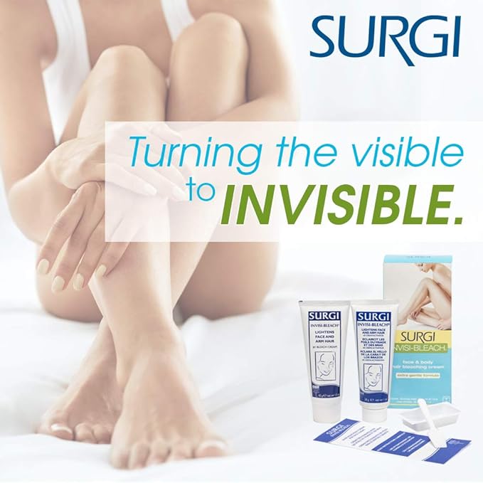 Surgi Invisi-Bleach Face & Body Hair Bleaching Cream 1.5 oz ( Pack of 2)