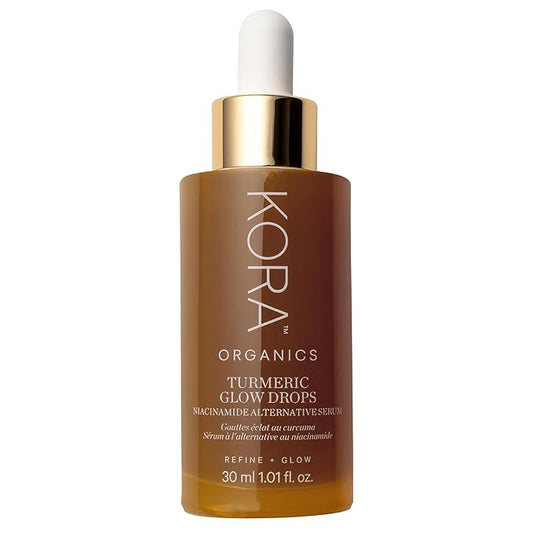 KORA Organics Turmeric Glow Drops, Certified Organic Radiance Face Serum with Niacinamide Alternative, Improves Texture & Pore Appearance, Vegan, 1.01 fl oz