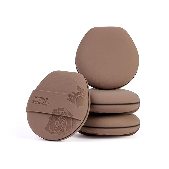 Rose Tatami Makeup Sponge Set,Double-Sided Flat-Edge Shape Rubycell for Liquid Foundations, Non-Absorbent & Fast Blending,Soft, Fluffy & Bouncy, 2 Beauty Puffs &Storage Case