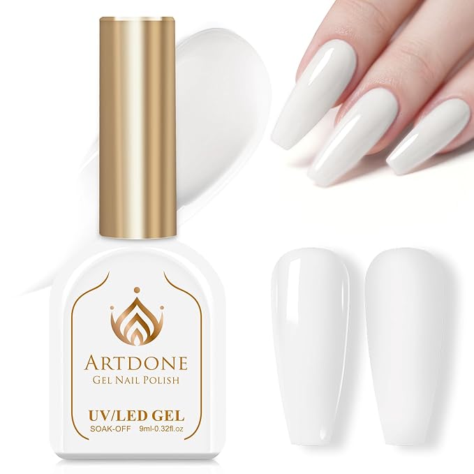 Artdone Gel Nail Polish Hema-free Solid Color White For All Seasons Neutral Soak Off LED Lamp Needed For Manicure Nail Art