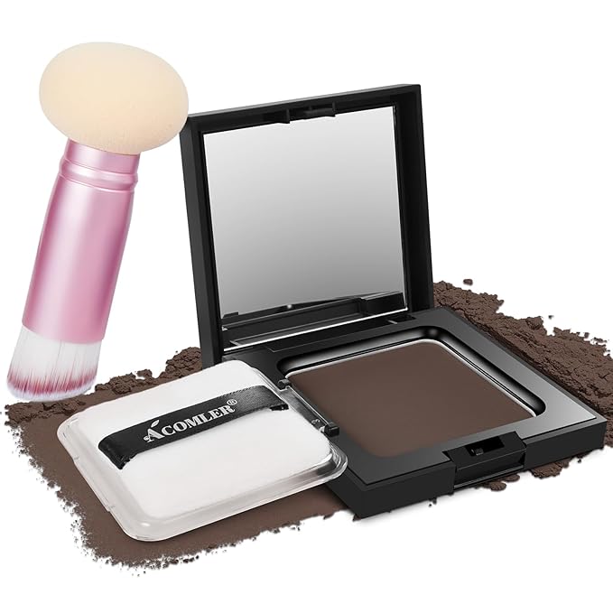 Acomler Root Touch Up Powder, Hairline Powder for Thinning Hair, Root Touch Up Hair Color, Gray Hair Coverage for Women Men Cover Up, Hair Loss Concealer Includes Makeup Brush (Medium Brown, 0.42oz)