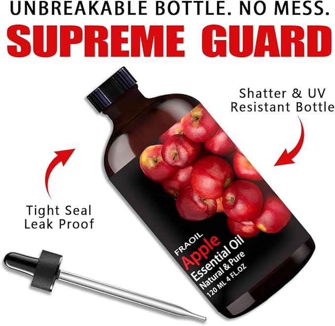 Apple Essential Oil, Apple Oil 4 Fl Oz 120ML for Diffuser Humidifier Yoga Cleaning DIY Candle Soap Making Perfume Gift for Women Essential Oils