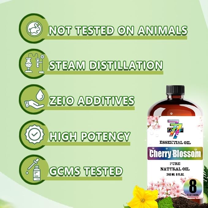 Cherry Blossom Essential Oil (8 oz / 240 ml) – Cherry Blossom Oils for diffusers, humidifiers, Home Baths, Cleaning Products, Yoga, DIY Soaps and DIY Scented Candles