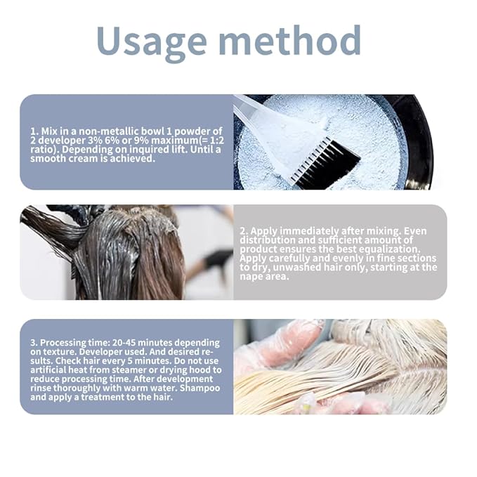 PURESTYLE 2Packs(100g) Professional Ammonia-Free Hair Bleach Powder, Over 9 Levels Blue Fade Technology, Dust-Free & Fragrance Formula Fading Powder, Gentle Quick Bleach Lightener for Hair (2packs)