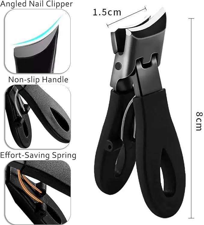 Toenail Clippers for Thick Toenails for Seniors Angled Head Large Toe Nail Clippers Set for Men Heavy Duty Ingrown Toenail Clippers with Long Handle Slanted Nail Cutter Wide Jaw