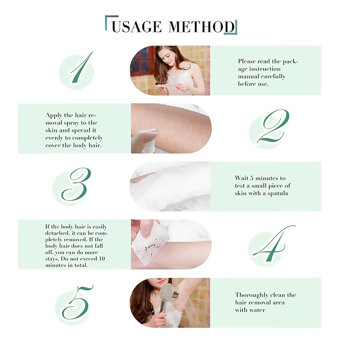 Hair Removal Spray，Painless Permanent Hair Removal Inhibitor Spray for Hands, Legs, Underarms and Lips，100% Natural Ingredients, Mild and Non-Irritating，30ml