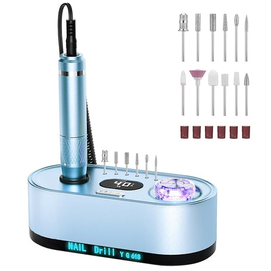Electric Nail Drill Professional: 40000RPM Electric Nail File Kit E File Nail Drill Machine with LCD Display for Acrylic Gel Nail, Manicure Pedicure Polishing Nail Grinder for Salon Home Use