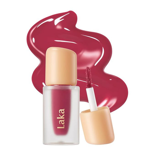 Laka Fruity Glam Lip Tint Mini, 1.9g/0.07oz, Glowing Lip Stain with Wide Color Spectrum, Hydrating & Lightweight Texture, Long-Lasting Bold Stain, Non-Sticky, Vegan, K-Beauty (#127 Rose)