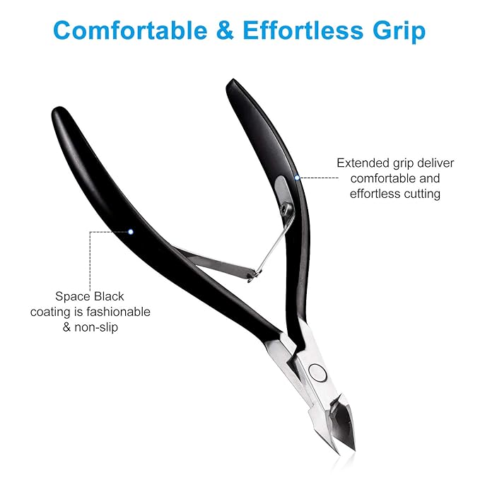 Cuticle Nippers Cuticle Trimmer Remover Clippers Stainless Steel Cutter Extremely Sharp Scissors Manicure Tool Nail Care, opove X7 Black