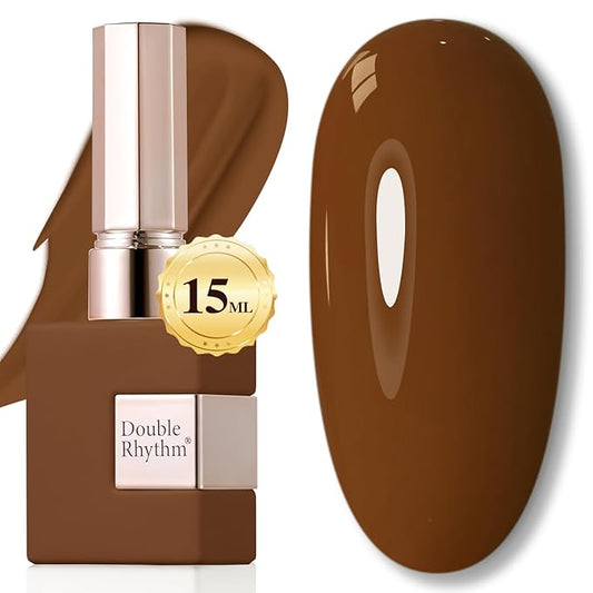 Double Rhythm 15ML Gel Polish Pure Sheer Same Color Same Bottle Soak Off Gel Polish Art Manicure Salon DIY at Home for Women (Brown-A1444)