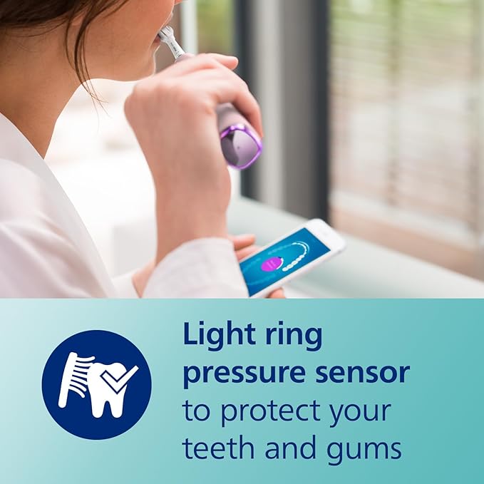 Philips Sonicare DiamondClean Smart 9500 Electric Toothbrush, Sonic Toothbrush with App, Pressure Sensor, Brush Head Detection, 5 Brushing Modes and 3 Intensity Levels, Pink, Model HX9923/21