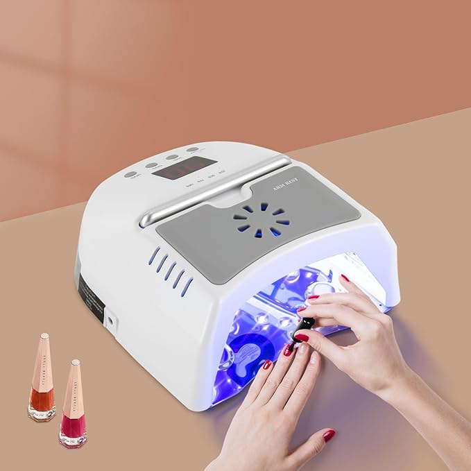Professional 72W Nail Lamp with LCD Digital Timer, Fast 30s Cure LED Nail Dryer for Gel Polish, Portable UV/LED Light for Salon & Home Nail Art (White)