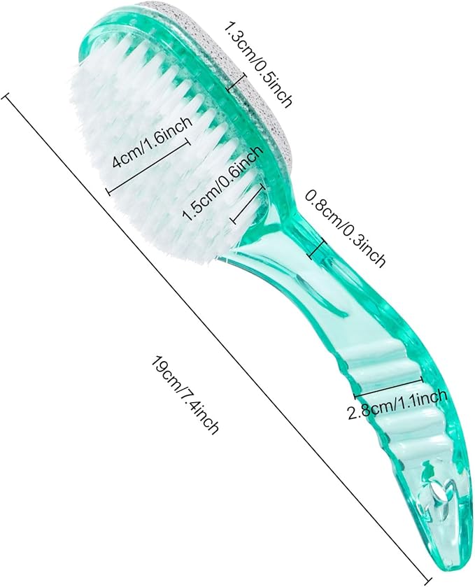 2 Pcs Foot Brush for Shower with Handle 2 in 1,Ooloveminso Large Foot Pumice Stone Brush Scrubber Foot File Calluses Remove Suitable for Horniness Foot Spa,Foot Care Smooth Skin (Green&Transparent)