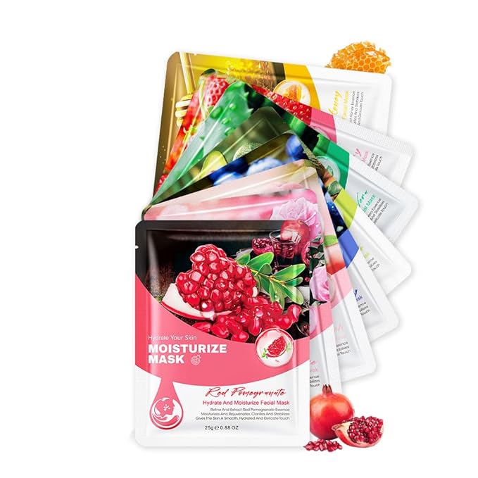 8 Pack Face Sheet Mask Skincare,Hydrating Face Mask For Sensitive Skin,Moisturize,Soothing,Nourish for All Skin Types,Natural Spa Party Facial Mask Skincare Set for Women Men Girls