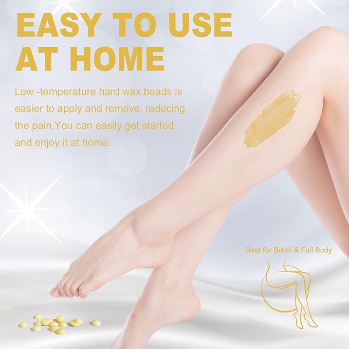 3lb Hard Wax Beads Bulk, Hypoallergenic Brazilian Waxing Bead, Unscented Sensitive Skin Stripless Wax Pellets, Coarse & Fine Hair Removal Wax Refill for Body, Face, Bikini Line, Underarm, Chest, Legs