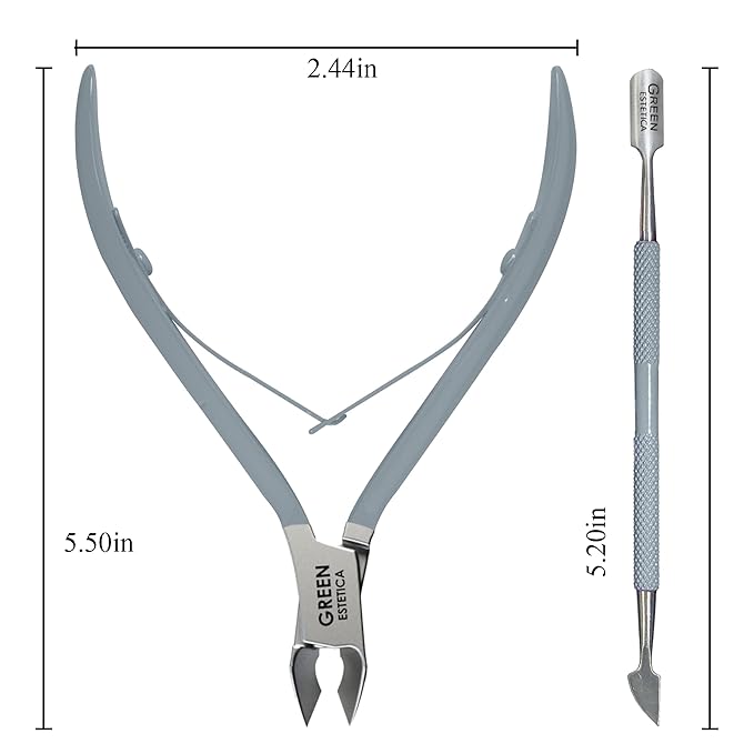 Professional Cuticle Trimmer with Cuticle Pusher Nail Cuticle Remover Nipper Silver Stainless Steel Sharp Blades Manicure Tools with Double Spring Nail Care Pedicure Nail Tools Home Spa (Gray)