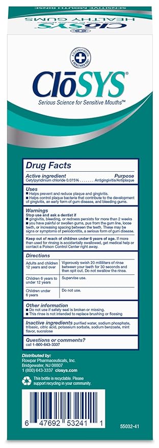 CloSYS Healthy Gums Mouthwash 32 Fl Oz, Pack of 2, Antiplaque, Anti-Gingivitis Mouthwash, Non-Burning, Non-Irritating