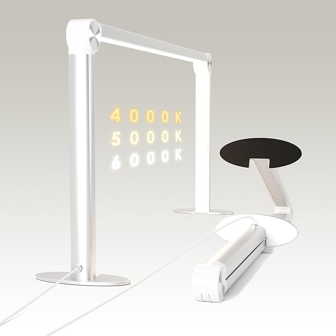 Nail Tech Lamp for Desk，30" 48W Professionals Led Light, Desk Lamp for Lash Eyelash Extension,Color Temperature 2700K-6000K, Full fold Makeup lamp,Salon&Home(Silver)