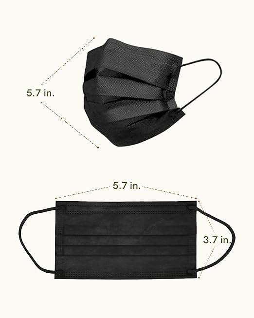 FriCARE Face Masks Disposable for Kids, 4 Ply ASTM Level 3, FSA HSA Eligible, Allergy Protection, Individually Wrapped, 50 Pack, Classic Solid Black