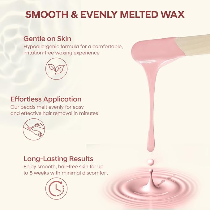 Wax Beads, Anreacho 1.1 lb Hard Wax Beans for Hair Removal, Brazilian, Bikini, Face, Eyebrows, Underarms, Chest, Back, Legs, Wax Refill for Women & Men, Pack of 5