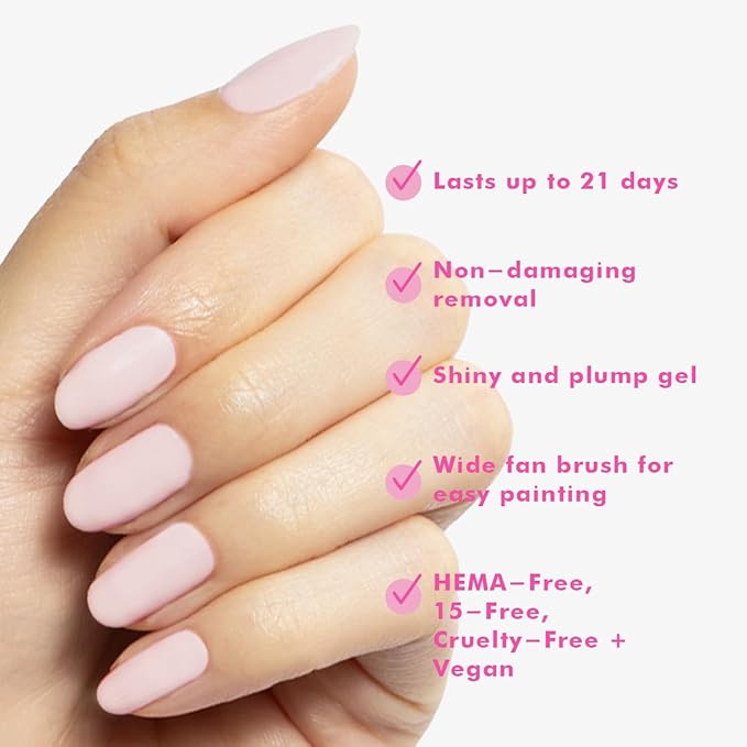 Olive & June Gel Polish | UV LED Nail Lamp Needed | Long Lasting Formula | Up to 21 Days of Wear | Damage-Free Removal | Salon-Quality Manicure, Pedicure at Home | GH | Baby Pink