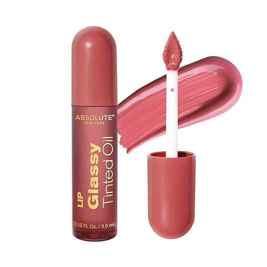 Absolute New York Dewy Water Lip and Cheek Tint, Glassy Tinted Lip Oil, with Vitamin E, Squalane and Jojoba Seed Oil (MLTN04 Raspberry Sorbet)