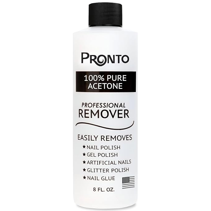 Pronto 100% Acetone Gel Nail Polish Remover - Gel Polish Remover for Nails | Acetone Nail Polish Remover For Nails for Removal of Glue, Gel, Acrylic & Dip | Gel Polish Remover, 8 Fl oz