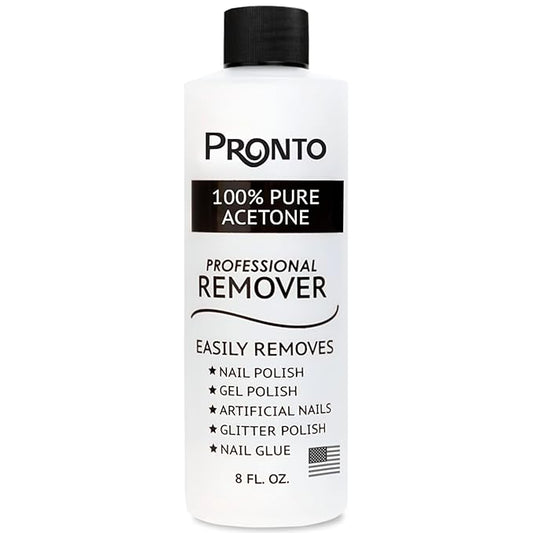 Pronto 100% Acetone Gel Nail Polish Remover - Gel Polish Remover for Nails | Acetone Nail Polish Remover For Nails for Removal of Glue, Gel, Acrylic & Dip | Gel Polish Remover, 8 Fl oz