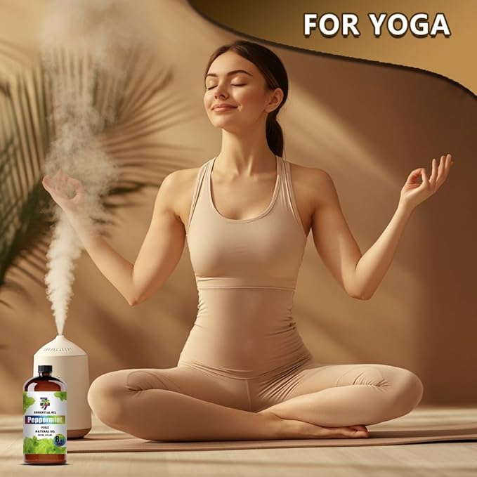 Peppermint Essential Oil (8 oz / 240 ml) – Peppermint Oils for diffusers, humidifiers, Home Baths, Cleaning Products, Yoga, DIY Soaps and DIY Scented Candles