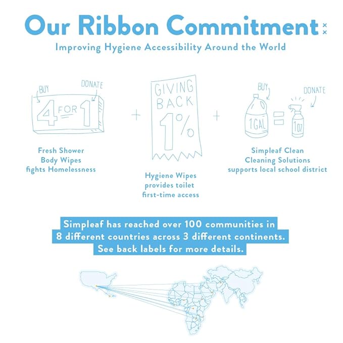 Simpleaf Flushable Wet Wipes Unscented | Eco-Friendly, Paraben & Alcohol Free | Hypoallergenic & Safe for Sensitive Skin | Soothing Aloe Formula | (6 x 25 Counts Convenient Pack) 150 Counts Total