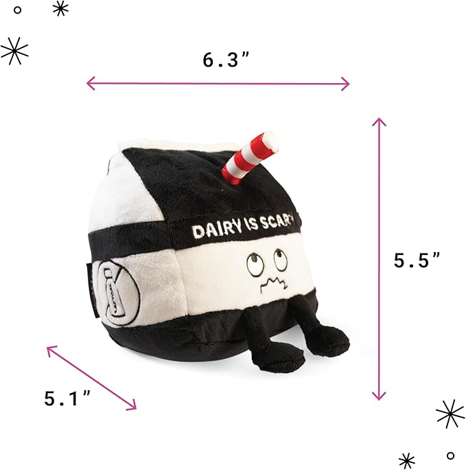 Punchkins Milk Carton Plushie - Dairy is Scary Punny Milk Plush, Dairy Themed Gift, Food Plush Toy for Gifting