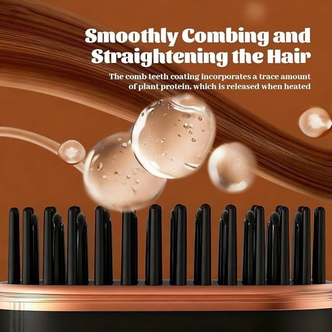 Mini Straightener - Rechargeable Portable Hair Straightener Brush, Fast Heating Hot Comb with Anti-Scald Shell, Lightweight & 3-Speed Temperature Control for Home & Travel Gift (Black)