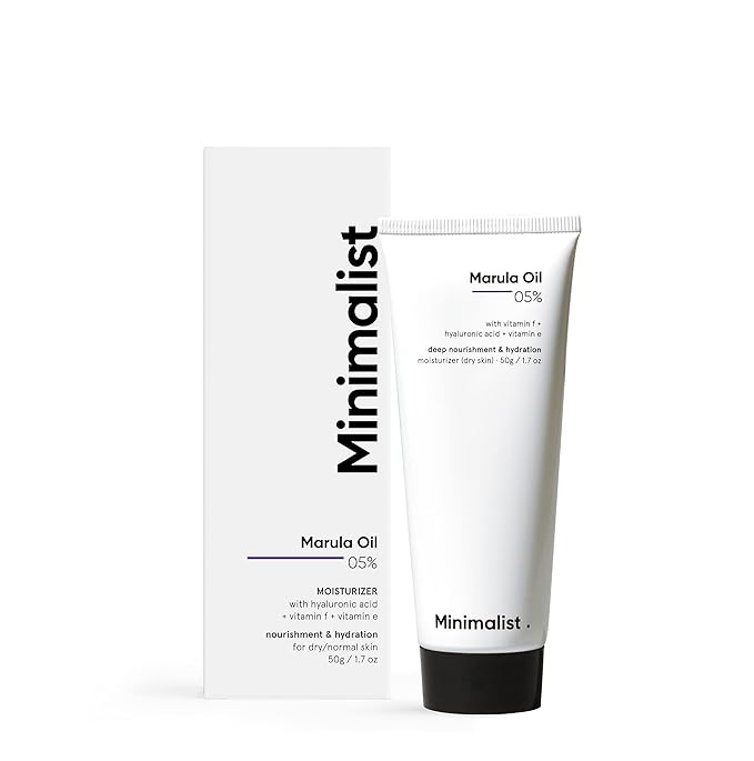 Minimalist Face Moisturizer for Dry Skin | 5% Marula Oil | With Hyaluronic Acid For Deep Nourishment & Hydration | Face Hydrating Moisturizer | For Women & Men | 1.7 Oz / 50 gm