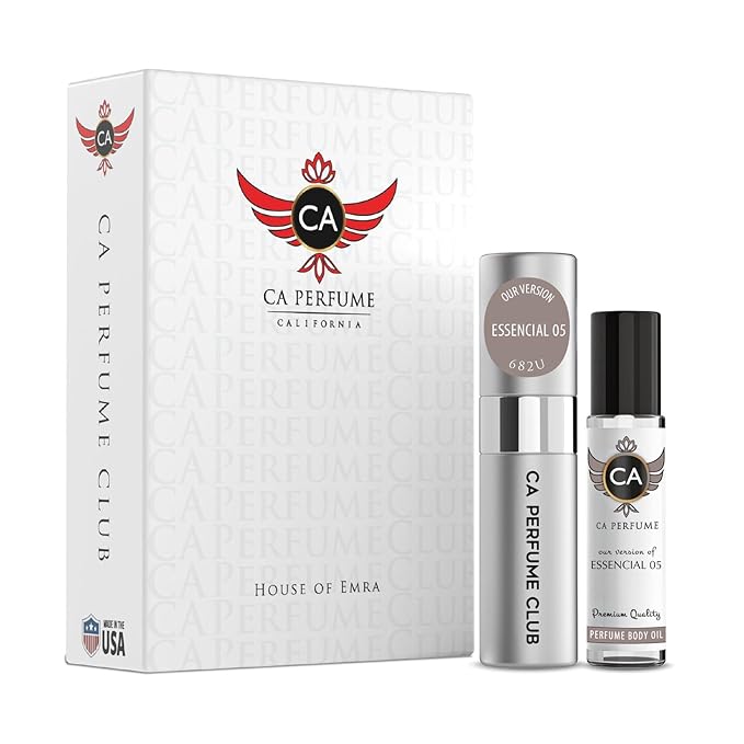 CA Perfume Duo Impression of Essencial 05 For Women And Men Perfume Layering Set Long Lasting Travel Size EDP + Body Oil Roll-On Bottle 0.27 Fl Oz+0.33 Fl Oz