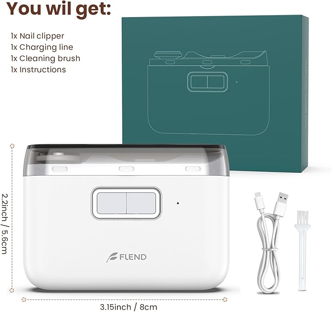 Electric Nail Clipper,Automatic Nail Clipper,Rechargeable 2 Speed Nail Clippers Set,45DB NailKit,LED Light Electric Nail Clippers for Baby,Kids,Adults,Seniors,2 in 1Design Manicure Set Portable White